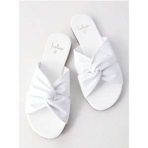 LULU’S TILLY WHITE NAPPA LEATHER SLIDE SANDALS